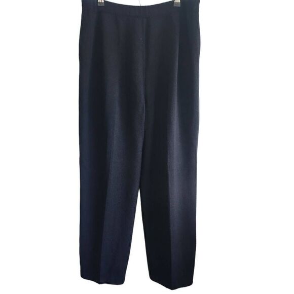 St. John Pants Womens 12 Wool Blend Pull On Pleated Black - Picture 1 of 4